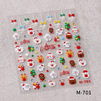New Christmas Snowflakes Bows Bells Rhinestones Nail Art Sticker Self-adhesive Nail Art Decals Charms for Nails