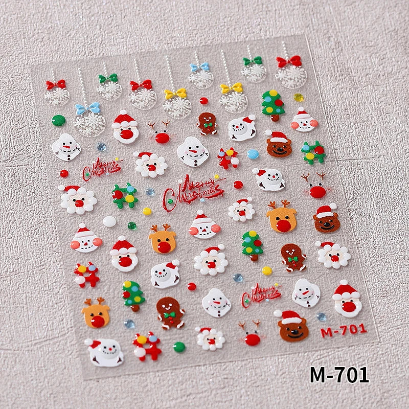 New Christmas Snowflakes Bows Bells Rhinestones Nail Art Sticker Self-adhesive Nail Art Decals Charms for Nails