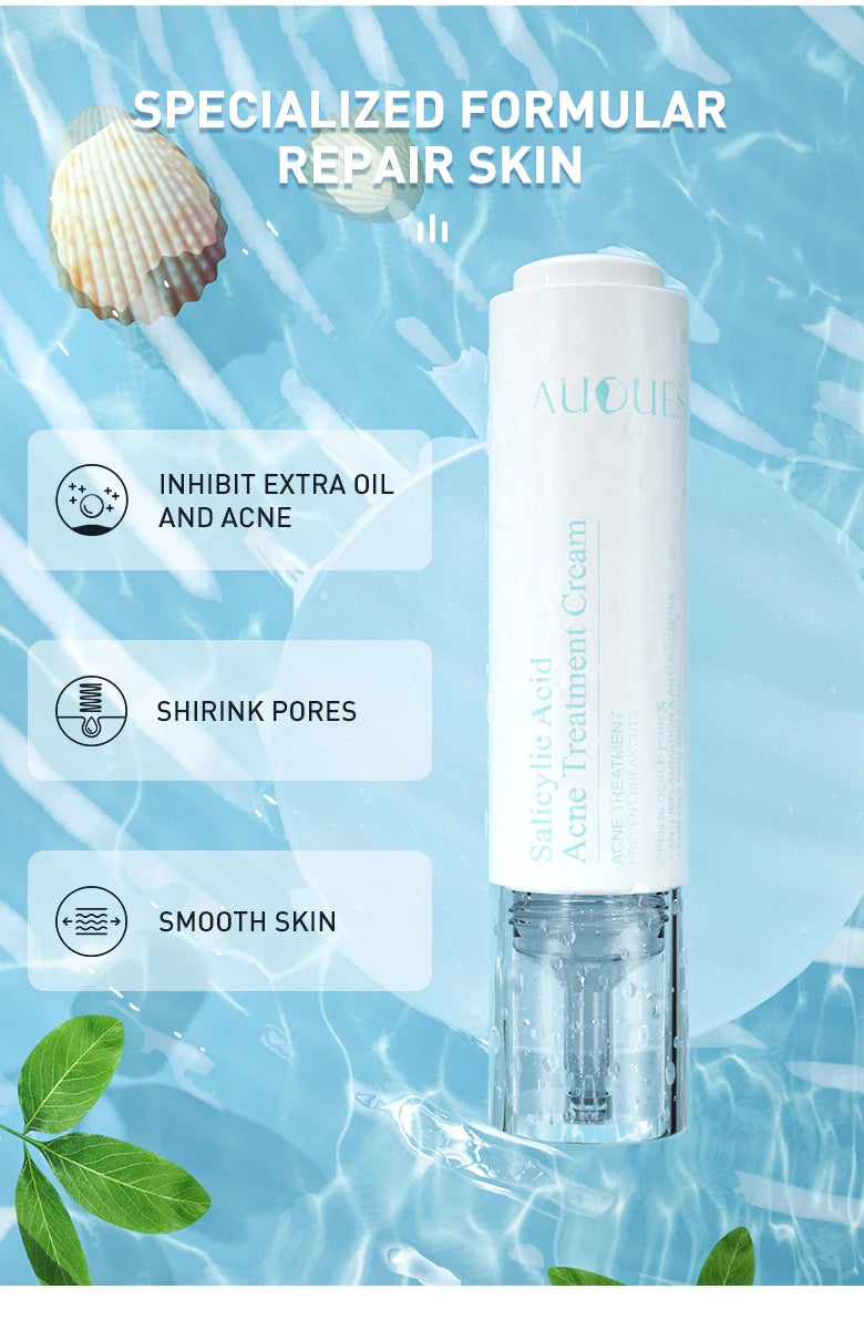 AUQUEST Salicylic Acid Acne Face Cream Pore Blackhead Removal Oil Control Niacinamide Facial Cream Skin Care
