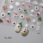 New Christmas Snowflakes Bows Bells Rhinestones Nail Art Sticker Self-adhesive Nail Art Decals Charms for Nails
