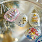 Color Christmas Tree Nail Stickers Four Eight-Pointed Stars Bows Garland Exquisite Lines Embossed Nails