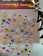 J58m59 Nail Art Sticker Elk Gift Box Gingerbread Man
