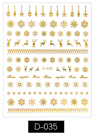 Manicure Christmas Stickers Old Elk White Snowflake Nail Decals Waterproof Ultra-Thin Three-Dimensional Self-Adhesive Adhesive