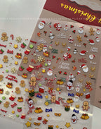 J58m59 Nail Art Sticker Elk Gift Box Gingerbread Man
