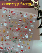 J58m59 Nail Art Sticker Elk Gift Box Gingerbread Man