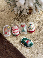 Color Christmas Tree Nail Stickers Four Eight-Pointed Stars Bows Garland Exquisite Lines Embossed Nails