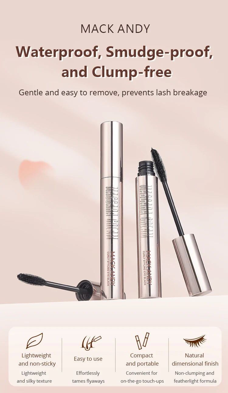 MACKANDY Curling Mascara Volumizing & Lengthening Formula, Buildable, Clump Resistant, Longwear Smudge-Resistant Black Mascara