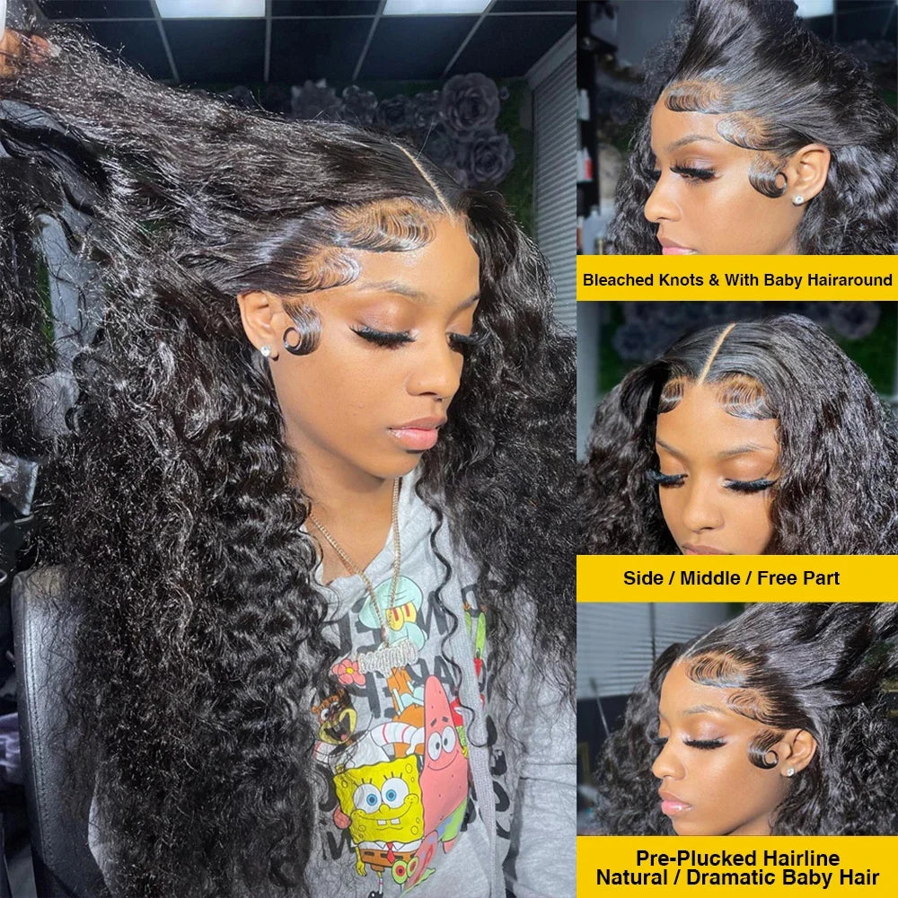 13x4 13x6 Water Wave Curly Human Hair Wig 30 Inch Lace Front Wig Human Hair Deep Wave Frontal Wig Hd Lace Wigs On Clearance Sale