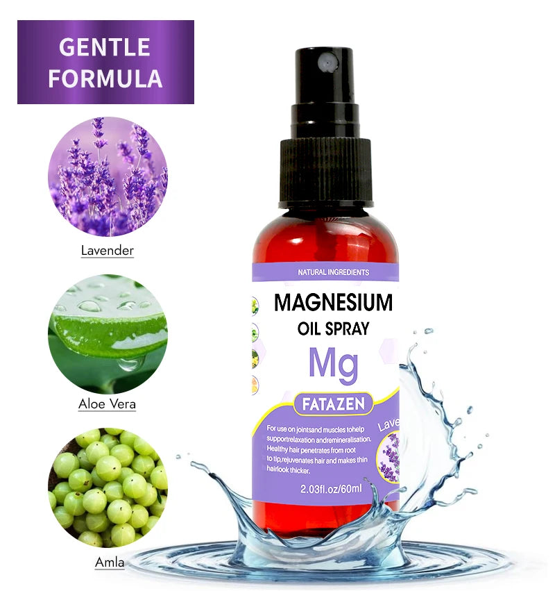 60ml/Bottle Lavender Magnesium Oil Spray, Refreshing and Non Greasy Body Relaxation Spray, Suitable for Summer Sport Daily Use