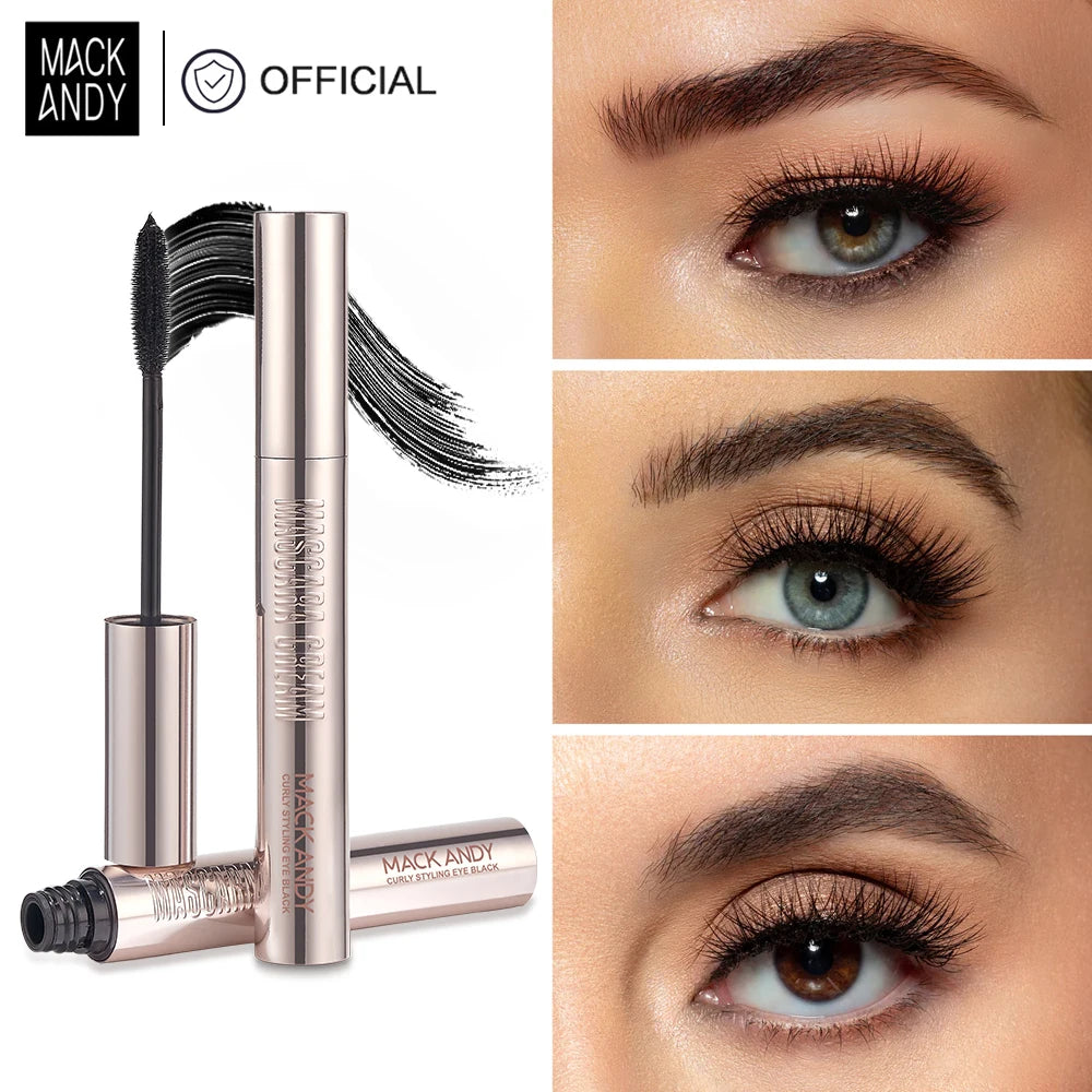 MACKANDY Curling Mascara Volumizing & Lengthening Formula, Buildable, Clump Resistant, Longwear Smudge-Resistant Black Mascara