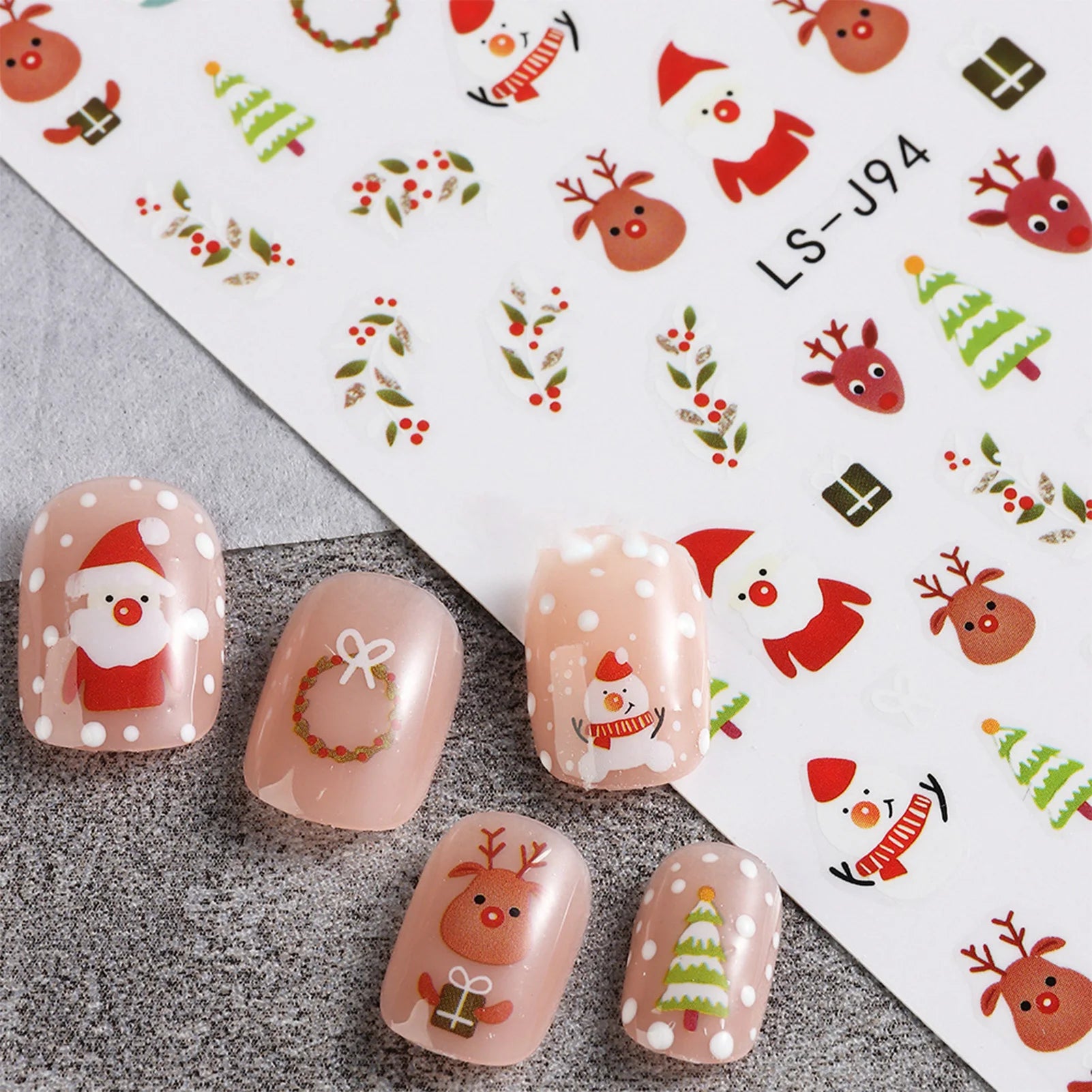 9 Sheets Christmas Nail Art Stickers Multi Pattern Christmas Snowflake Nail Art Stickers Suitable For Diy Nails Art Decorations