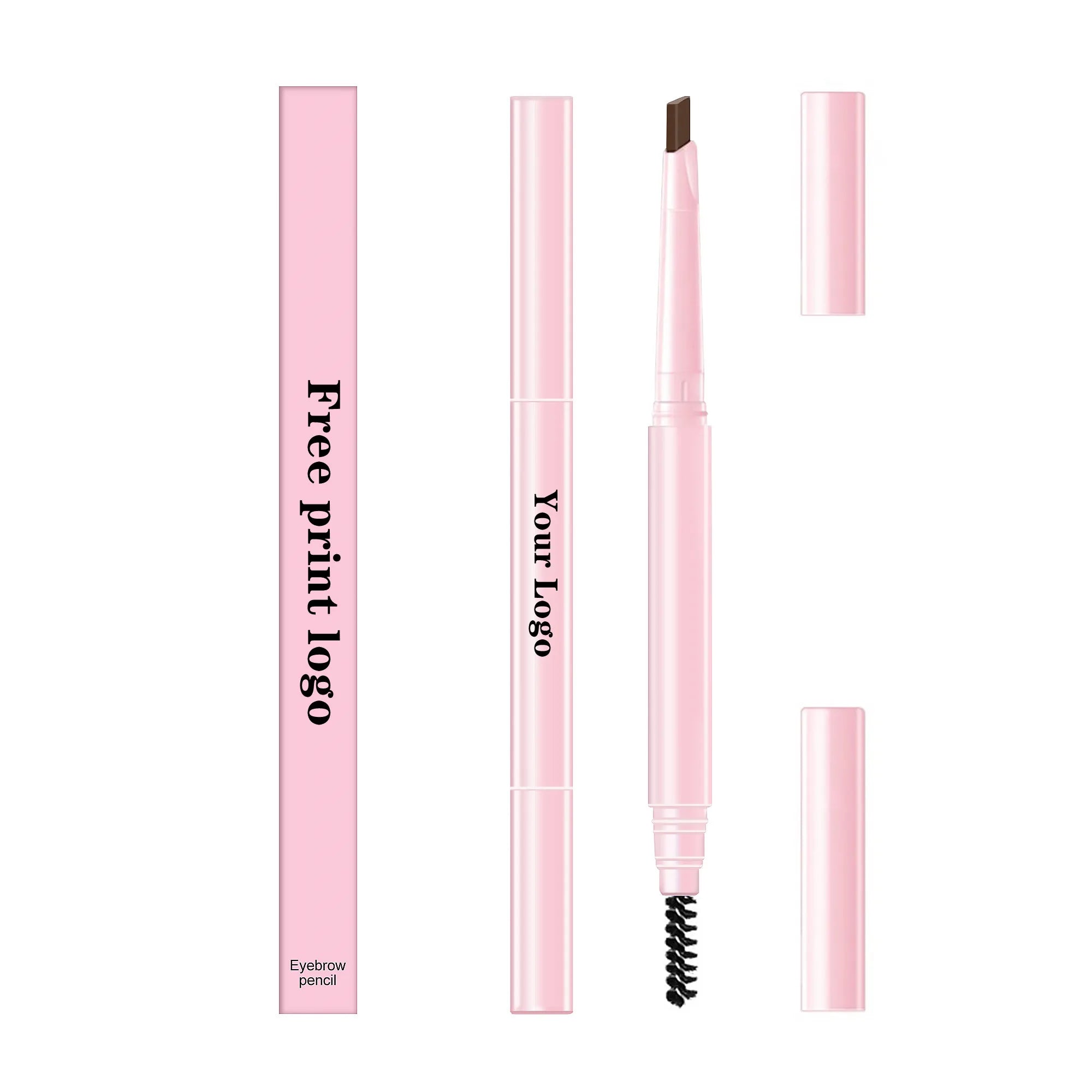 Eyebrow Pencil Waterproof Natural Long Lasting Smooth Blendable High Pigment Brow Pencil Eye Makeup Pink Box Custom Logo 10pcs