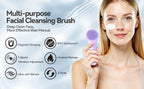 Facial Cleansing Brush, Silicone Face Scrubber with Heat and Vibration 5 Speeds, Waterproof Rechargeable Electric Face Scrub Bru