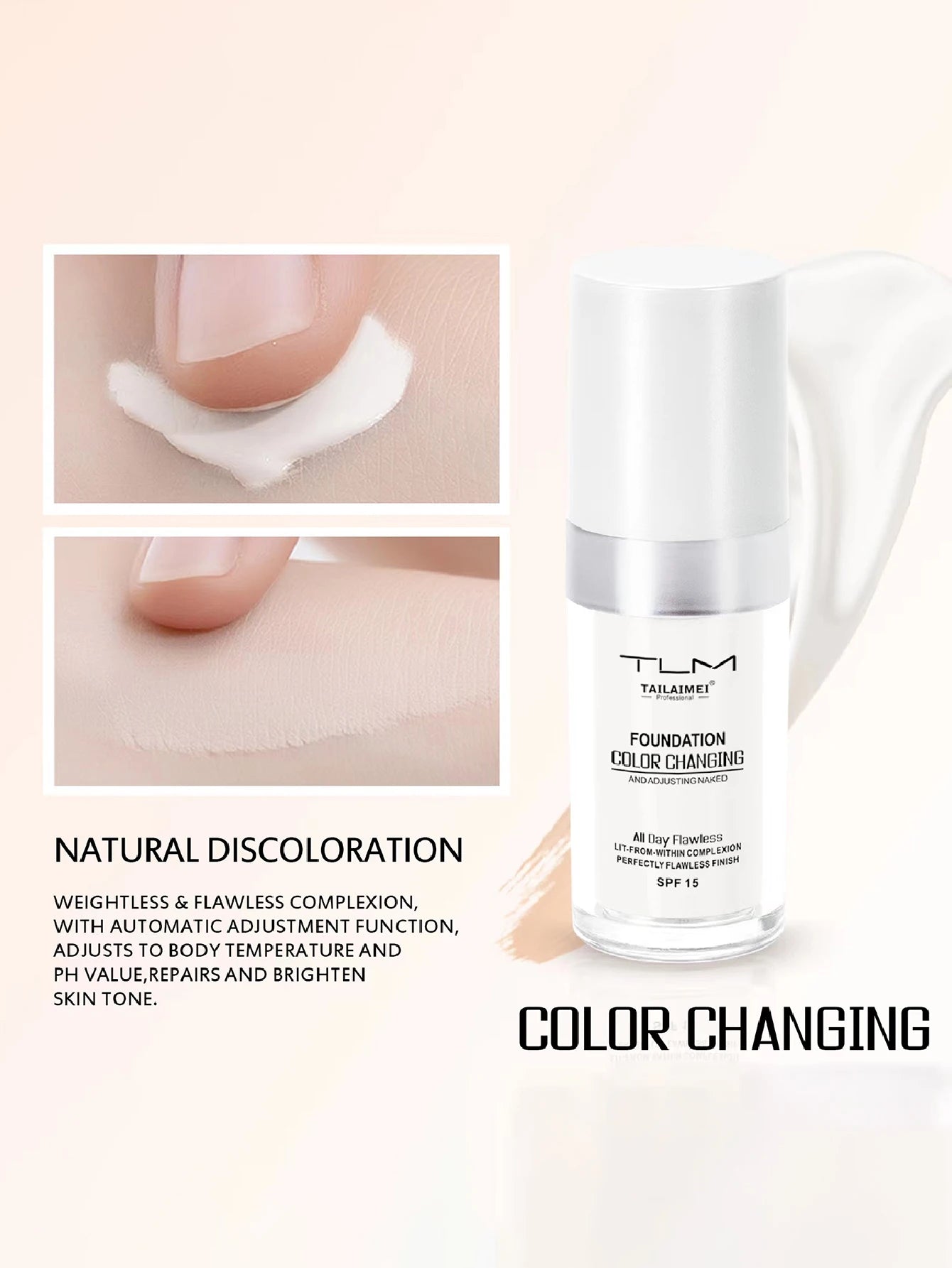 Moisturizing liquid foundation is light, thin, breathable, durable, waterproof, moisturizing, and delicate makeup