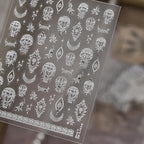 Halloween 5D Nail Art Stickers Sweet Pink Heart-Shaped Pumpkins Black Cat Bat Flocks Ghosts Skeleton Manicure Decal for Girls