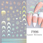 1PCS 3D Laser Snowflake Snowman Nail Stickers Winter Christmas Nail Art Decoration Gold Silver Christmas Tree Nail Art Stickers