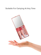 Mini Portable Box 5 Travel Makeup Brushes Complete Set With Small Mirror Eye Shadow Foundation Make-Up Powder Eyebrow Brush