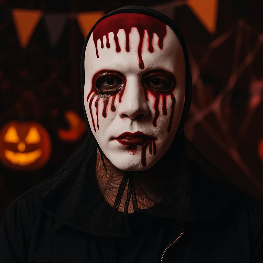 Scary Makeup Scary Look Halloween Mask Realistic Blood Plastic Party Costume Props Reusable Blood Scar Mask Theater Show