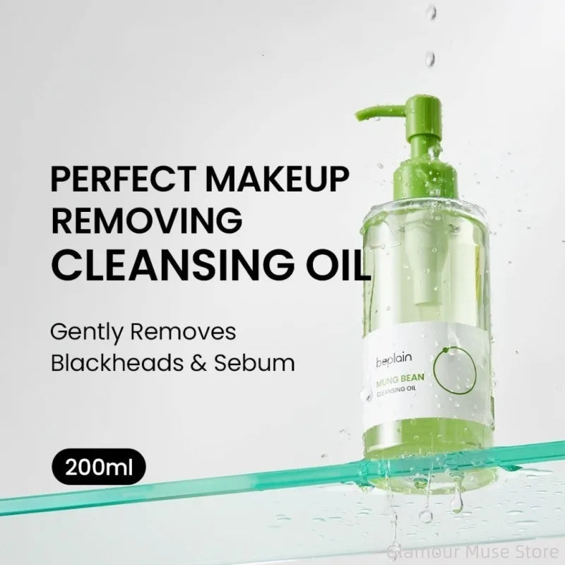 Korean Skincare Products BEPLAIN Mung Bean Pore Serum,Deep Cleansing Foam,facial Pore Remover Clay Mask and Makeup Remover Oil