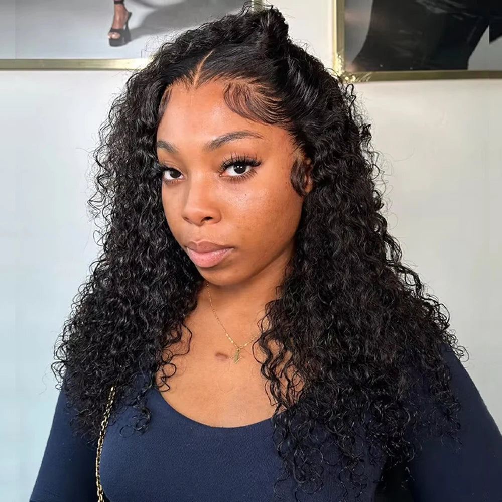 13x4 Curly Short Bob Wig Lace Front Human Hair Wigs For Women Brazilian HD Lace Frontal Wig Glueless Closure Wig Water Deep Wave