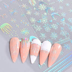 1PCS 3D Laser Snowflake Snowman Nail Stickers Winter Christmas Nail Art Decoration Gold Silver Christmas Tree Nail Art Stickers