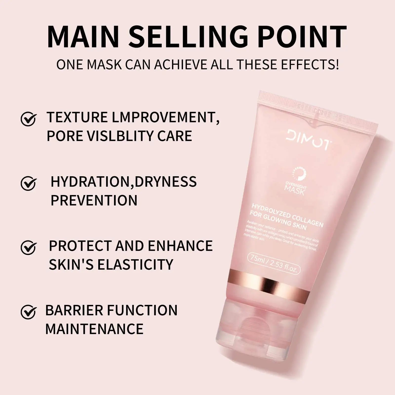 Collagen Night Wrapping MaskReduces Sagging & Dullness Hydrolyzed  Elasticity Hydration Skin Care for All Skin Types