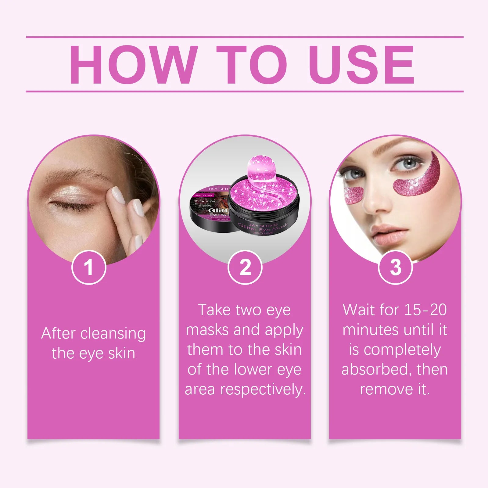 Anti Wrinkles Glitter Eye Mask Fade Fine Lines Firming Gel Removal Dark Circles Anti Puffiness Nourish Moisturizing Eye Patches