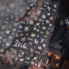 Halloween 5D Nail Art Stickers Sweet Pink Heart-Shaped Pumpkins Black Cat Bat Flocks Ghosts Skeleton Manicure Decal for Girls