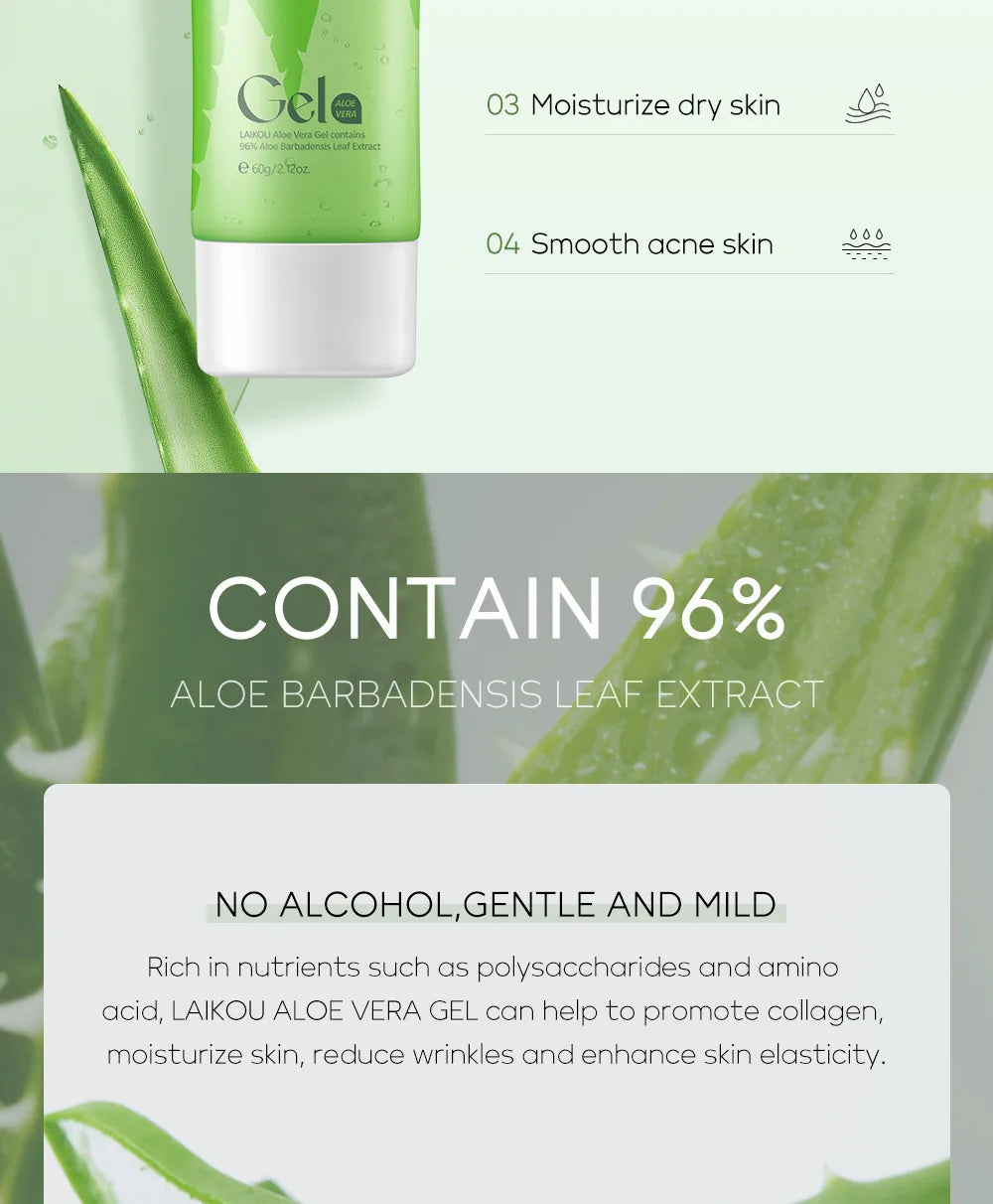LAIKOU Aloe Vera Gel Face Cream Hyaluronic Acid Moisturizing  Refreshing and Non-sticky Cream Skin Care