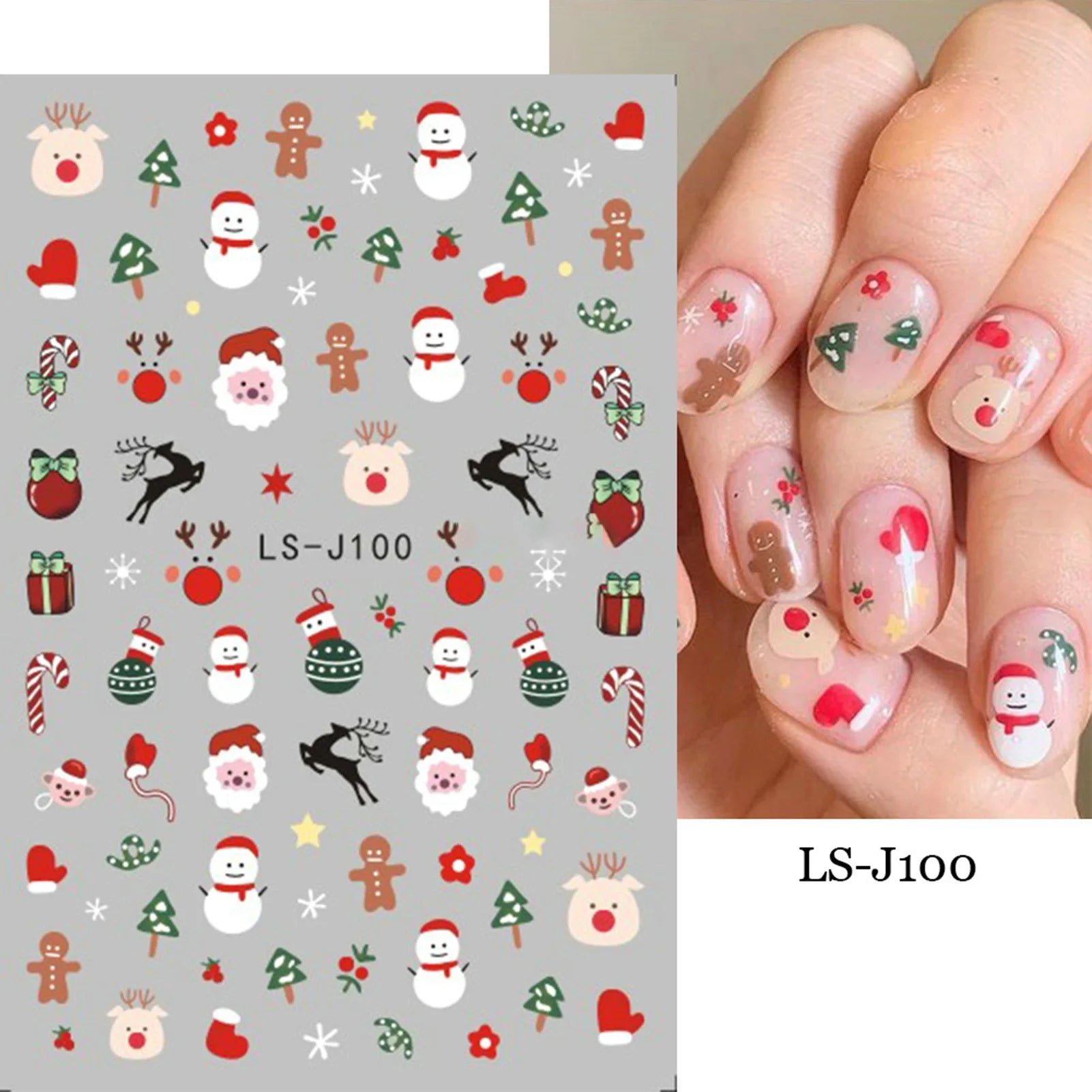 9 Sheets Christmas Nail Art Stickers Multi Pattern Christmas Snowflake Nail Art Stickers Suitable For Diy Nails Art Decorations