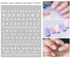 Manicure Christmas Stickers Old Elk White Snowflake Nail Decals Waterproof Ultra-Thin Three-Dimensional Self-Adhesive Adhesive