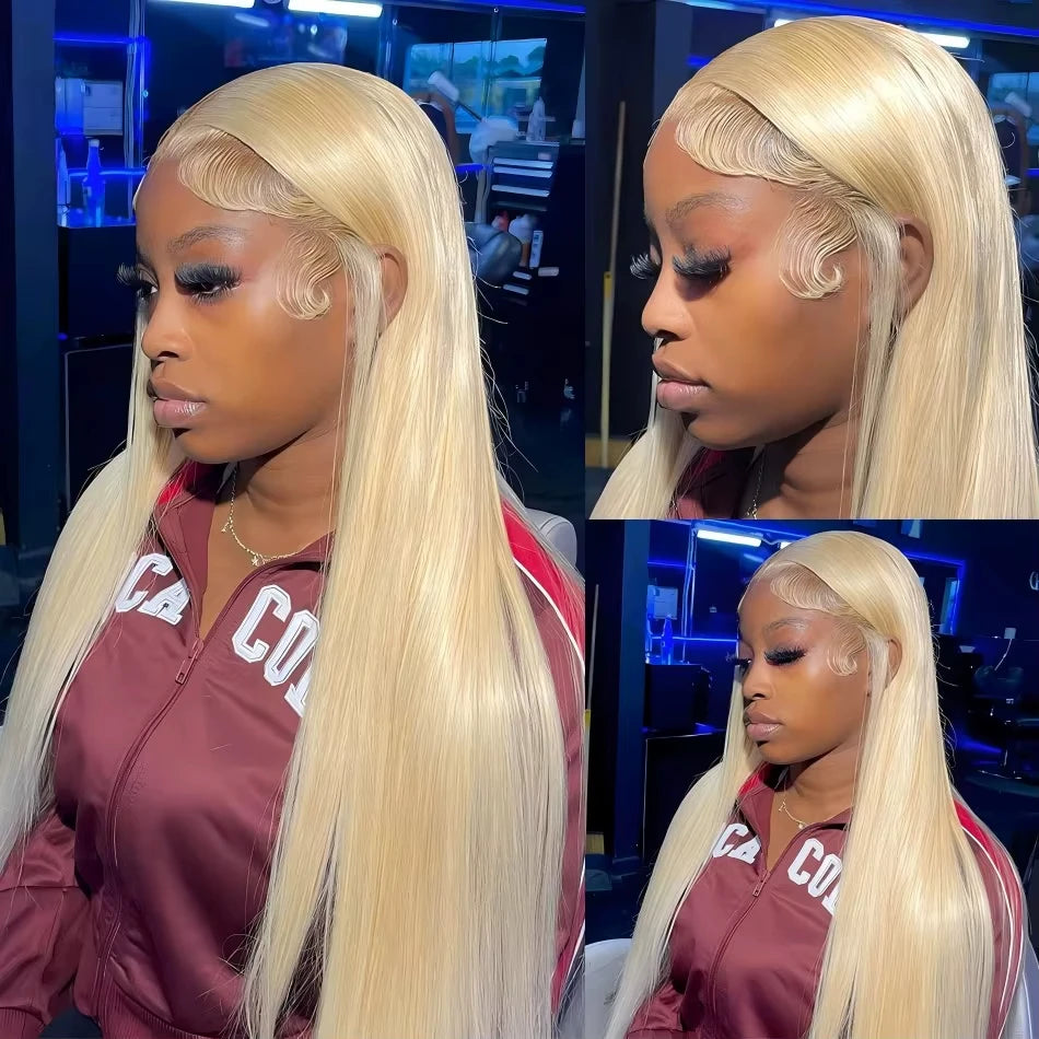 30 Inch Straight Human Hair Wigs Blonde 613 Human Hair Wigs 13x6 HD Lace Frontal Wig 250 Density Brazilian Pre Plucked Hair Wig