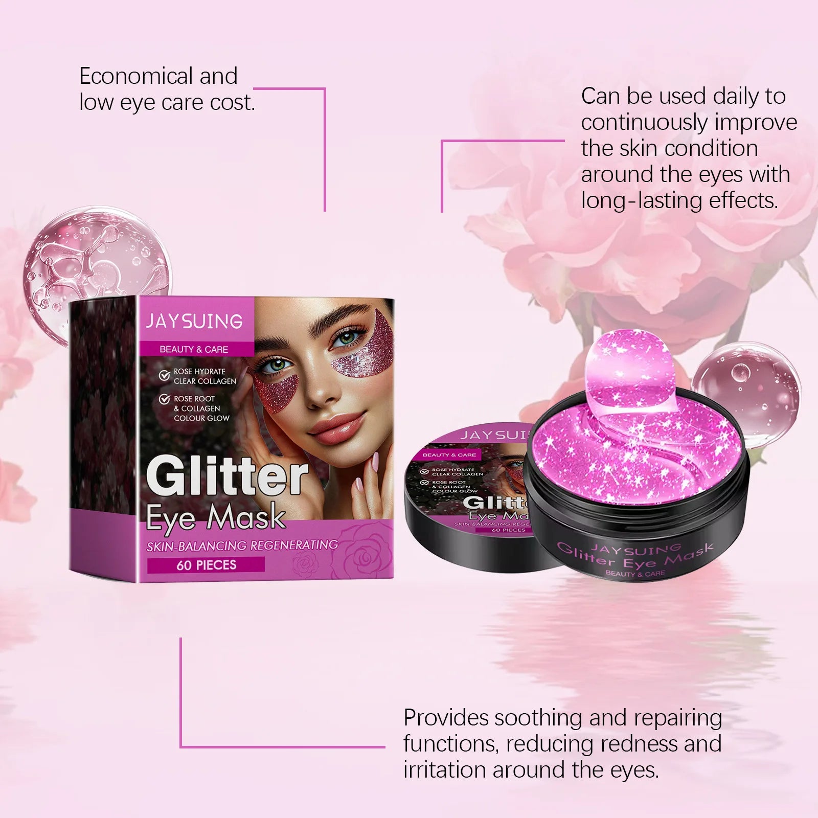 Anti Wrinkles Glitter Eye Mask Fade Fine Lines Firming Gel Removal Dark Circles Anti Puffiness Nourish Moisturizing Eye Patches