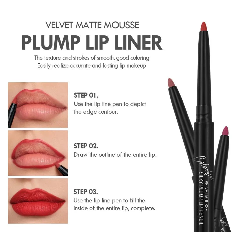 12-Color Matte Lipliner - Waterproof, Moisturizing, Long-Lasting & Non-Stick, Perfect for All Skin Types