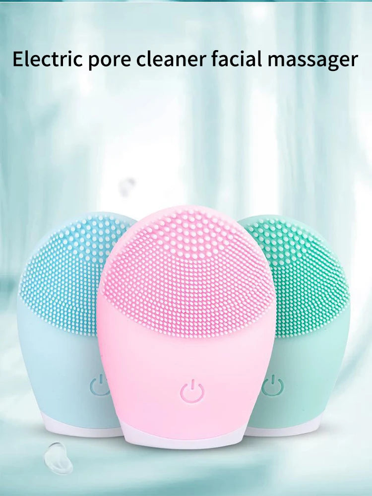 Facial Brush Acoustic Exfoliation Facial Brush Electric Facial Washer Waterproof Electric Silicone Facial Cleanser Massager