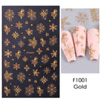 1PCS 3D Laser Snowflake Snowman Nail Stickers Winter Christmas Nail Art Decoration Gold Silver Christmas Tree Nail Art Stickers