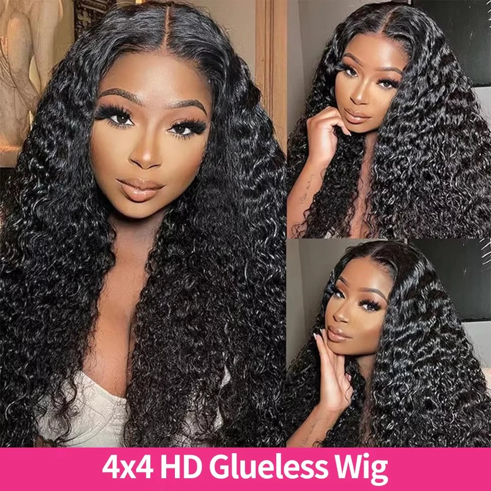 Lafino Glueless Wigs 13x4 Lace Frontal Curly Human Hair Wig Deep Wave Lace Front Wig 13x6 Water Wave Lace Front Wig Wear And Go