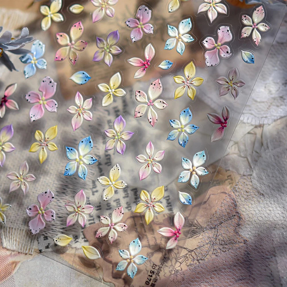 Halloween 5D Nail Art Stickers Sweet Pink Heart-Shaped Pumpkins Black Cat Bat Flocks Ghosts Skeleton Manicure Decal for Girls