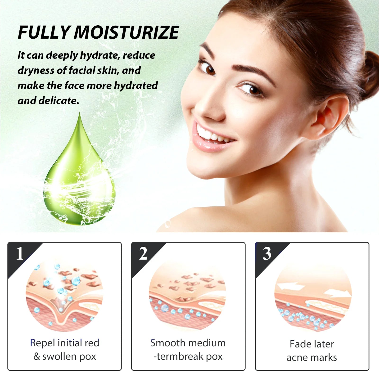 Acne Face Cream Pimple Treatment Oil Control Repair Redness Remove Blackhead Smooth Hydrating Moisturizing Pore Shrinking Serum