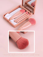 Mini Portable Box 5 Travel Makeup Brushes Complete Set With Small Mirror Eye Shadow Foundation Make-Up Powder Eyebrow Brush