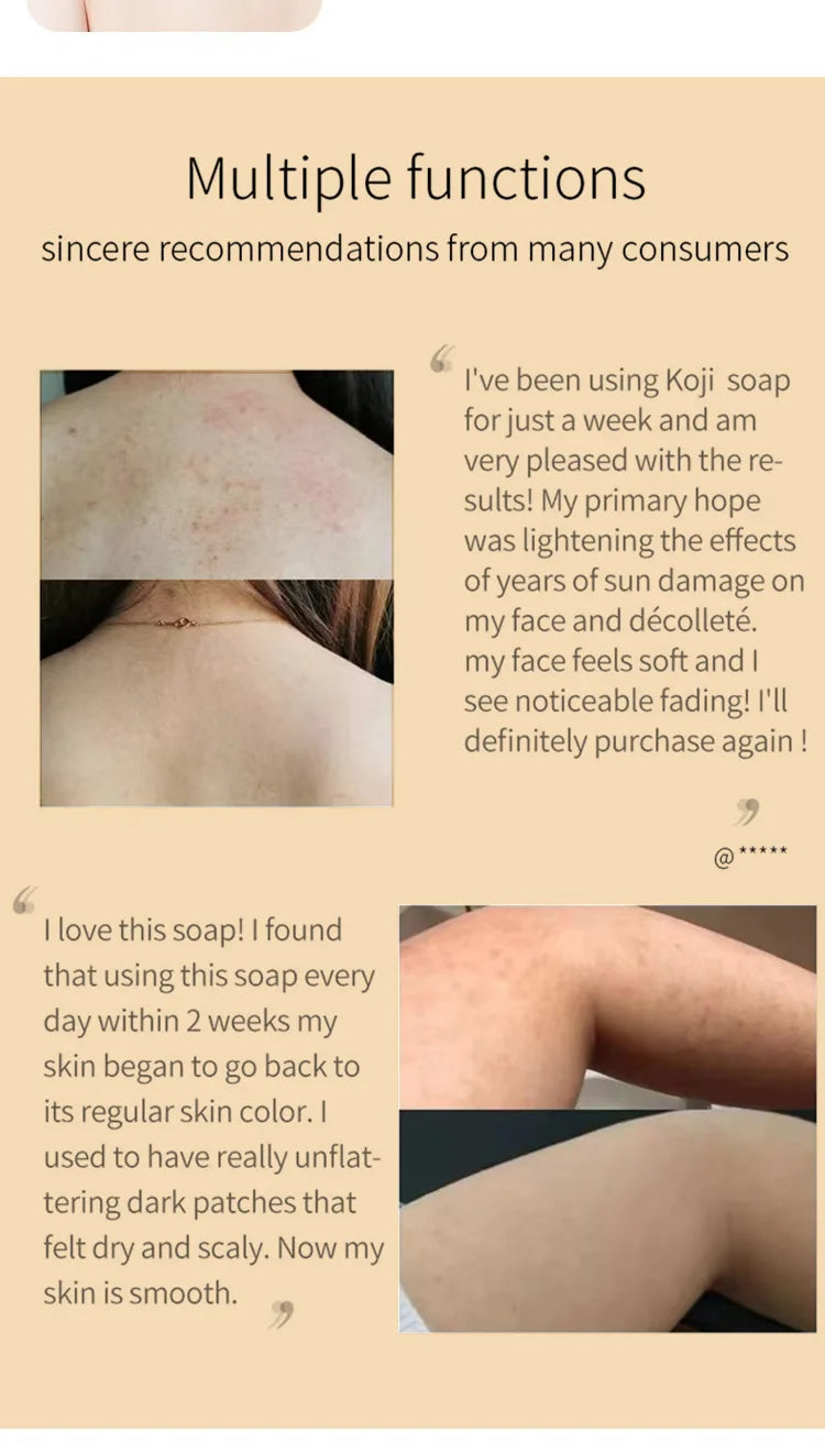 Handmade Whitening Soap Skin Care Deep Cleaning Moisturizing Cleansing Essential Temperate Soap Brighten Skin Kojic Acid Soap