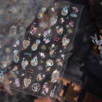 Halloween 5D Nail Art Stickers Sweet Pink Heart-Shaped Pumpkins Black Cat Bat Flocks Ghosts Skeleton Manicure Decal for Girls