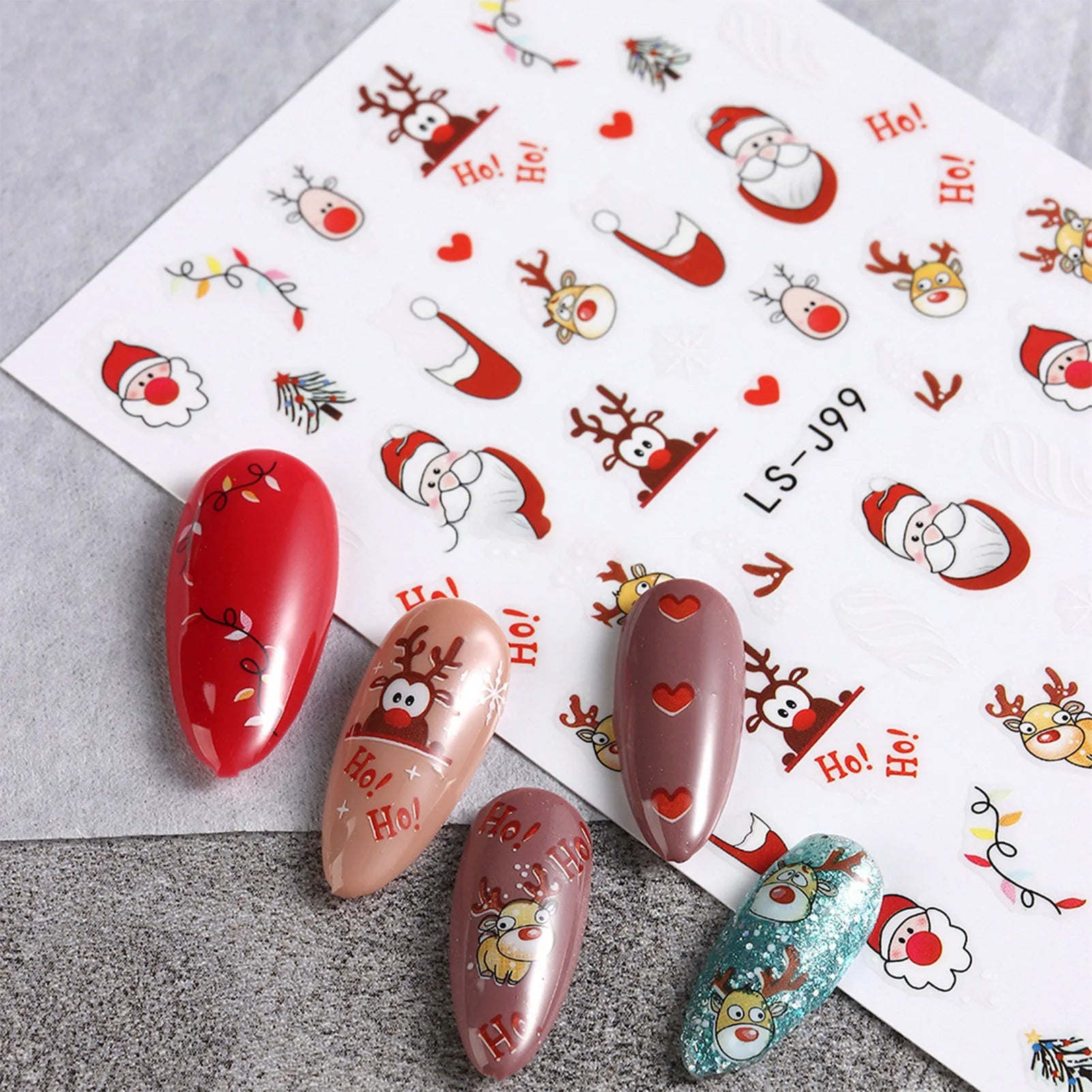 9 Sheets Christmas Nail Art Stickers Multi Pattern Christmas Snowflake Nail Art Stickers Suitable for Nails Art Decorations