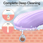 Facial Cleansing Brush, Silicone Face Scrubber with Heat and Vibration 5 Speeds, Waterproof Rechargeable Electric Face Scrub Bru