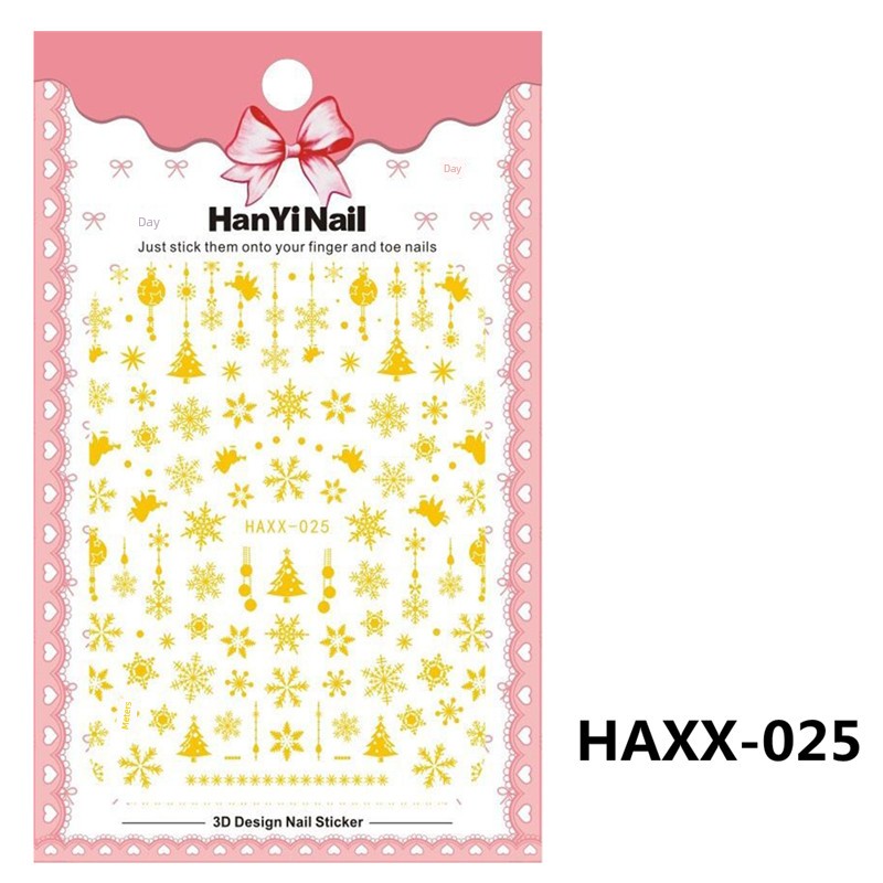 Manicure Christmas Stickers Old Elk White Snowflake Nail Decals Waterproof Ultra-Thin Three-Dimensional Self-Adhesive Adhesive