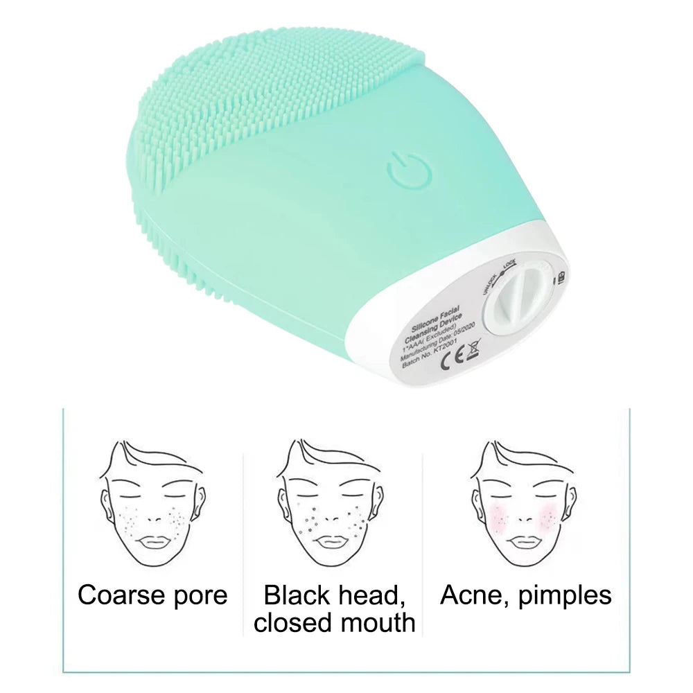 Facial Brush Acoustic Exfoliation Facial Brush Electric Facial Washer Waterproof Electric Silicone Facial Cleanser Massager