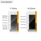 NAGARAKU 6 Cases Classic Mix Eyelash Extension Natural Soft Supplies Synthetic Mink Individual 7-15 Mix 16 Lines High Quality