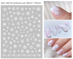 Manicure Christmas Stickers Old Elk White Snowflake Nail Decals Waterproof Ultra-Thin Three-Dimensional Self-Adhesive Adhesive