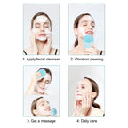 Facial Brush Acoustic Exfoliation Facial Brush Electric Facial Washer Waterproof Electric Silicone Facial Cleanser Massager