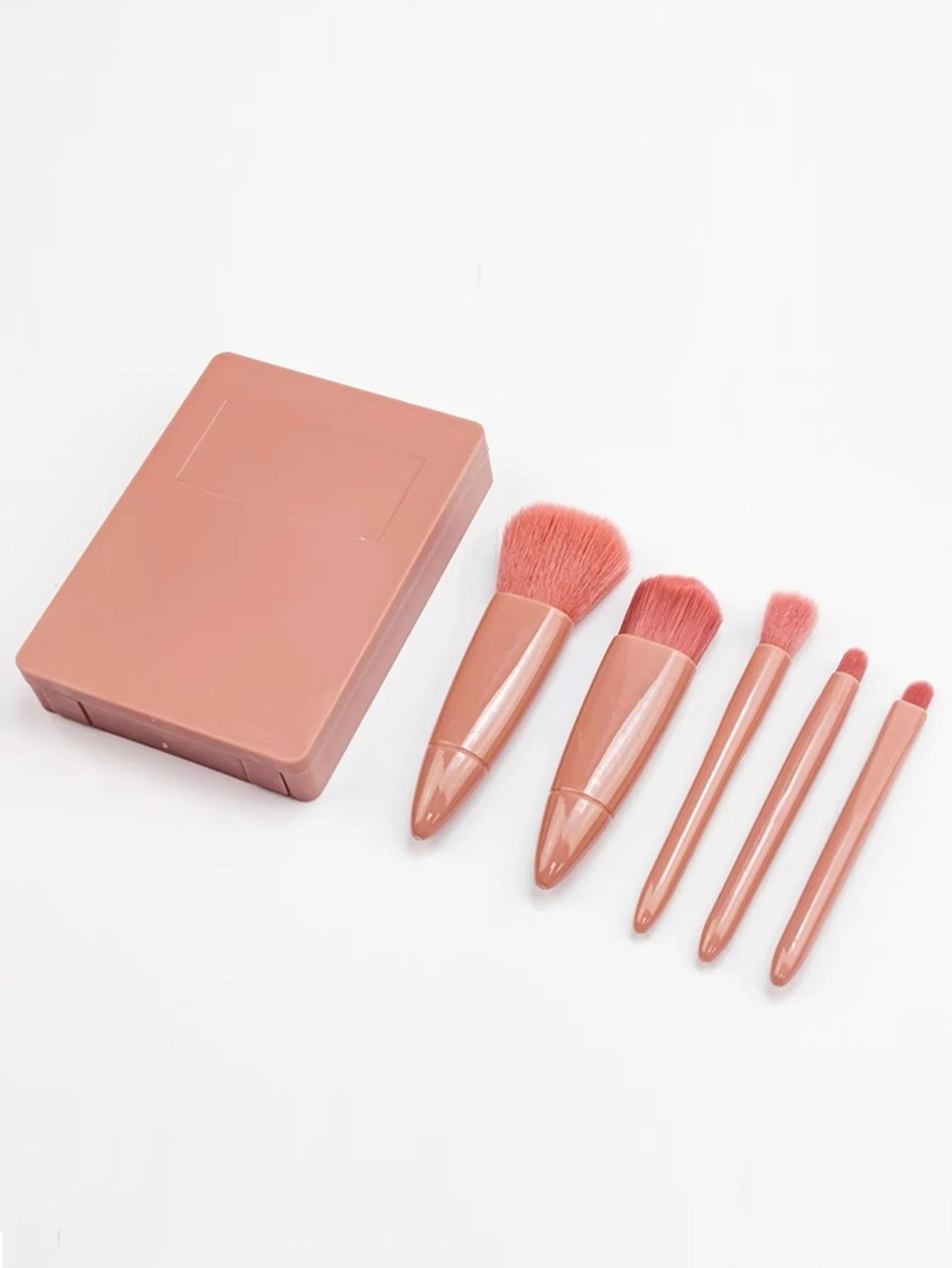 Mini Portable Box 5 Travel Makeup Brushes Complete Set With Small Mirror Eye Shadow Foundation Make-Up Powder Eyebrow Brush